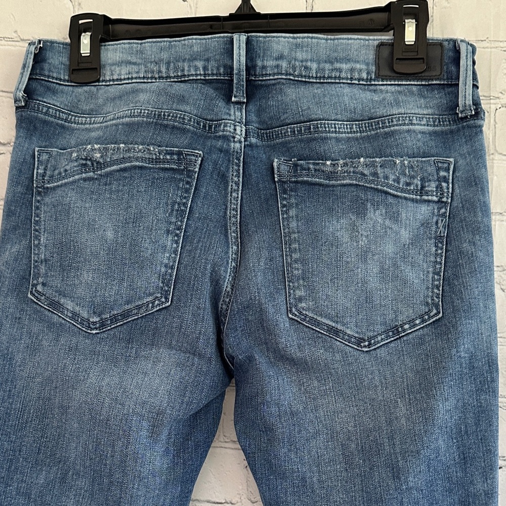 Express Women's Blue Distressed Jeweled Skinny Jeans - Picture 7 of 10